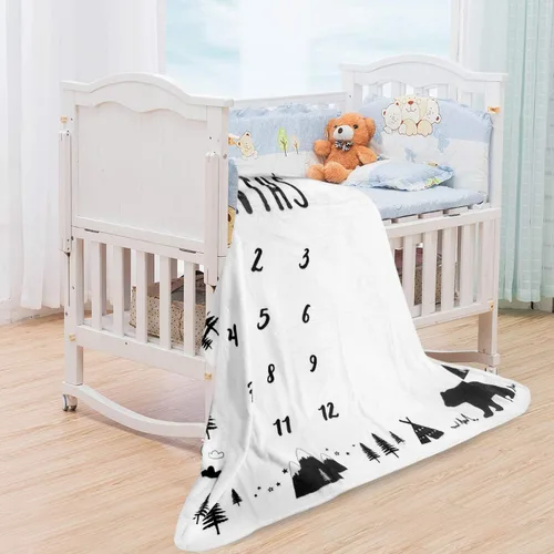 Miniatura 9 de Tebaby Manta mensual de hitos para bebé, manta de oso para recién nacido, unisex, neutro, regalo personalizado para ducha, decoración de habitación