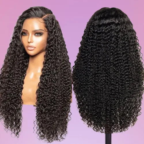 Miniatura 10 de Pelucas con malla frontal de onda profunda 13x4, cabello humano pre-sacado, 180% de densidad, 9A, sin pegamento, pelucas de cabello humano mojadas