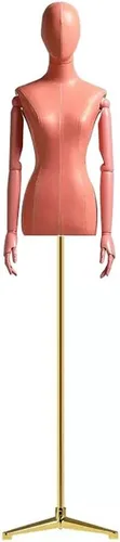 Miniatura 8 de Maniquí de forma de vestido femenino, torso de maniquí de cuerpo de poliuretano con soporte de metal ajustable en altura, brazos de madera, cuerpo