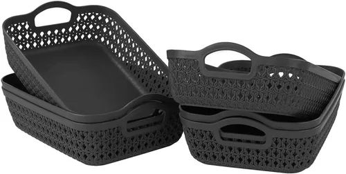 Miniatura 7 de 6-Pack Gray Small Plastic Storage Baskets Tray with Handle, Plastic Organizing Baskets