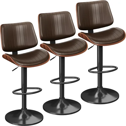 Miniatura 29 de YaFiti Adjustable Bar Stools, Modern Swivel PU Leather Counter Height Chairs with Backrest, Armless Kitchen Island Stools, Black 1 PCS