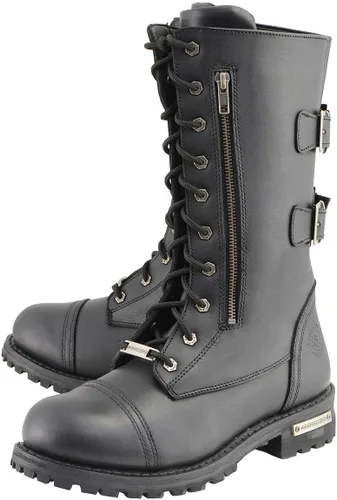 Miniatura 5 de Milwaukee Leather Botas de cuero con cordones tácticas negras de 13 pulgadas de alto para hombre con cremallera con bolsillo de almacenamiento