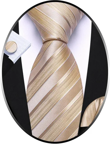 Miniatura 157 de Barry.Wang Juego de corbatas para hombre, corbata de seda a rayas, tejido a cuadros, gemelos formales, negocios, boda