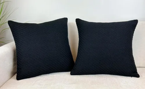 Miniatura 3 de Aiking - Juego de 2 fundas de almohada suaves y decorativas, de doble cable, 18 x 18 pulgadas, color negro