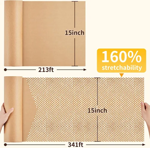 Miniatura 2 de JARLINK Papel de embalaje de panal de abeja, envoltura de embalaje de burbujas de 15" x 213 pies para embalaje/envío/mudanza, rollo de papel