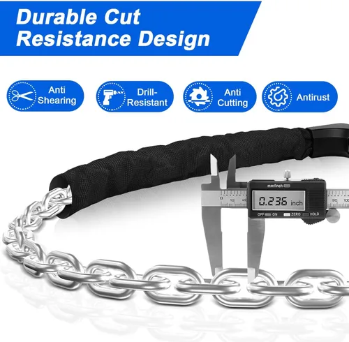 Miniatura 3 de NDakter Cerradura de cadena para bicicleta mejorada con combinación de 4 dígitos y 2 llaves, 1.64/2.3/3.2/4.28 pies, cerradura antirrobo