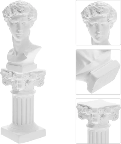 Miniatura 9 de HOMSFOU Estatua griega de David, escultura de resina de mitología, pilares romanos blancos, columnas griegas, figura de artista de cabeza de David