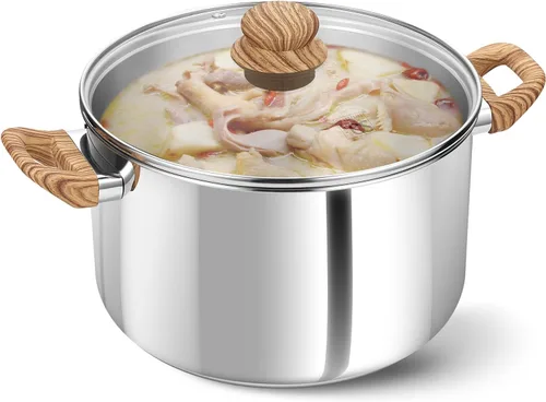 Miniatura 9 de Olla de acero inoxidable KOCH SYSTEME CS - Olla de inducción de acero inoxidable de 6 cuartos con tapa para pasta, sopa, espaguetis, ollas de sopa