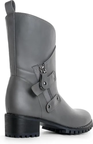 Miniatura 4 de Botas de tobillo para mujer, a media pantorrilla, tacón bajo, botines para mujer, botas con hebilla y correa con cremallera, moda 'Juanita