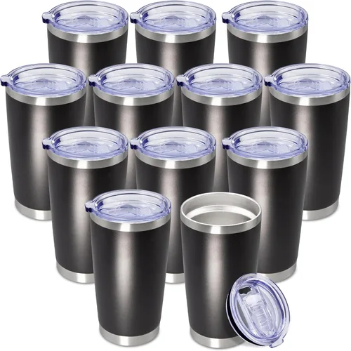 Miniatura 42 de Vaso de viaje de café de 20 onzas a granel con tapa, acero inoxidable de doble pared aislada al vacío, tazas con recubrimiento en polvo, para Rosa