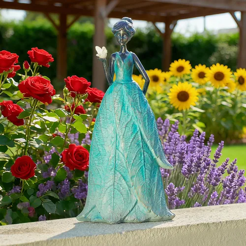 VChymm Colección de Estatuas Solares de Hadas para Decoración del Hogar de 12.9 pulgadas - Figuras de Resina de Ángeles Niñas con Hojas Decoración