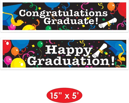 Miniatura 2 de Beistle Paquete de 2 pancartas de graduación, 15 pulgadas por 5 pies