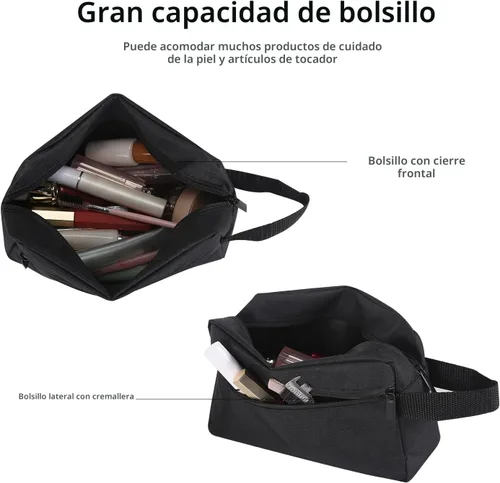 Miniatura 4 de Icramsy Neceser de viaje para mujeres y hombres, bolsa de cosméticos colgante, accesorios de viaje para mujeres y hombres, Negro, Moderno
