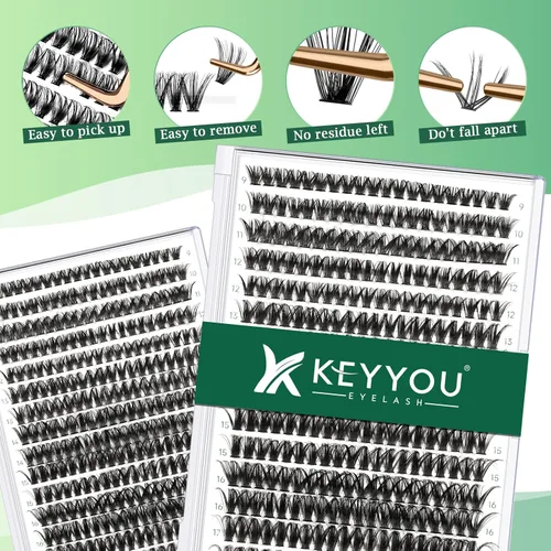 Miniatura 167 de Extensiones de racimos de pestañas 300 piezas, pestañas individuales 40D 0.07D rizado 11mm, para colocar en casa, bandeja grande de volumen