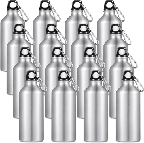 Miniatura 8 de CHENGU Paquete de 16 botellas de agua de aluminio de 20 onzas, botellas de agua reutilizables en blanco, botella de aluminio ligera, botella de Rojo