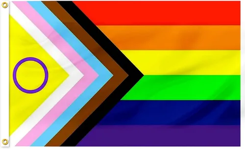 Miniatura 10 de SYII Progress Pride Rainbow LGBT - Bandera de jardín LGBT de 12 x 18 pulgadas, banderas gay transgénero de doble cara para pared de patio al aire