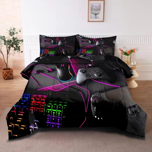 Miniatura 15 de Edredón Gaming para Niños Adolescentes, Juegos de Ropa de Cama Twin de Juegos, Juego de Edredón para Niños Gamers, Juego de Cama de Videojuegos