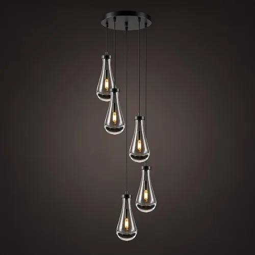 Miniatura 22 de Lámparas Colgantes de Gota de Lluvia para Isla de Cocina: Lámparas de Gota de Lluvia de Cristal de 2 Luces - Lámparas de Latón Dorado para sobre