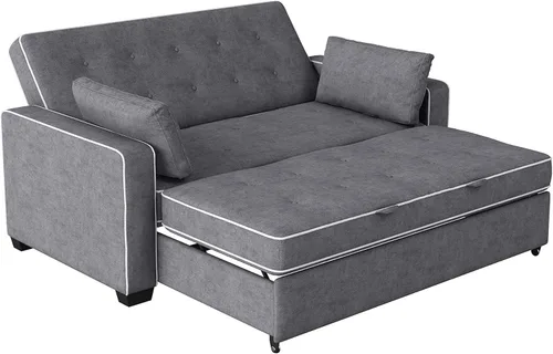 Miniatura 11 de Serta Ainsley Sofá Cama Convertible de 66.5", Tamaño Full, Dreamcoil Comfort, Tela Tejida Suave, Carbón
