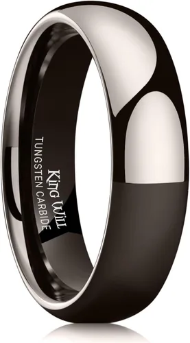 Miniatura 121 de King Will Alianza de boda de carburo de tungsteno para hombres y mujeres, anillos de promesa para parejas abovedados de alto pulido