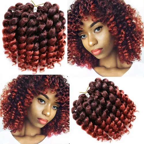 Miniatura 36 de Cabello de ganchillo Jamaicano Bounce, paquete de 4 paquetes de 6 pulgadas, varita de pelo rizado de ganchillo para mujeres negras