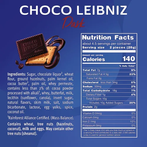 Miniatura 2 de Bahlsen Choco Leibniz Dark Cookies (3 cajas) - Galletas de mantequilla Leibniz cubiertas con una gruesa capa de chocolate alemán - Cajas de 4.4 oz