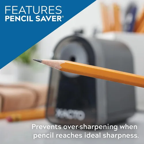 Miniatura 3 de X-ACTO Sacapuntas, Sacapuntas Eléctrico Mighty Mite, con Pencil Saver®, motor SafeStart®, color negro, 1 unidad, para el hogar, oficina, escuela