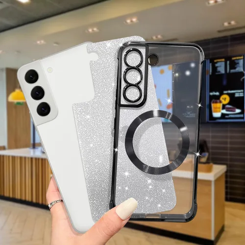 Miniatura 5 de ZONRW Funda magnética para Samsung Galaxy S21, para mujeres y niñas, suave chapado de lujo, con purpurina degradada, bonita funda de corazón