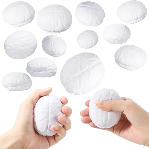 Miniatura 9 de Leitee 12 unidades de bolas de estrés cerebral a granel, cerebro grande, poliuretano, mano, ejercicio, músculo, pelota de presión, divertido alivio