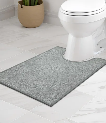 Miniatura 25 de Chakme Juego de 2 alfombras de baño ultrafinas, absorbentes, antideslizantes, lavables a máquina, color negro, 17 x 24 pulgadas / 17 x 30 pulgadas
