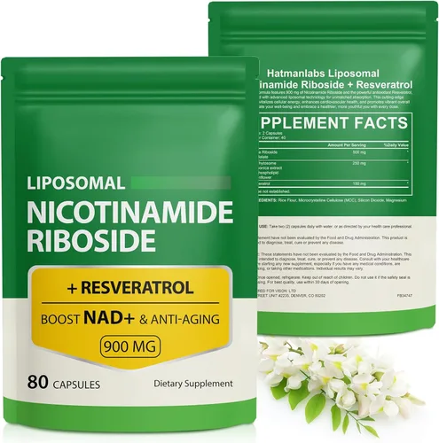 Suplemento NAD con ribósido de nicotinamida - Resveratrol, ribósido de nicotinamida liposomal, quercetina - Suplemento NAD de alta pureza para