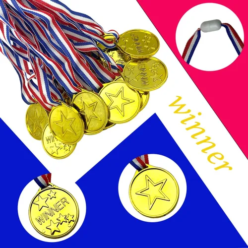 Miniatura 4 de Medallas ganadoras de plástico de 24 piezas, medallas de oro para niños, deportes escolares, competencia de fútbol, juegos, espectáculo de talentos