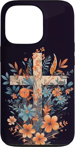 Miniatura 10 de Boho Floral Christian Cross Jesus God Wild Flower Women Case for iPhone 16