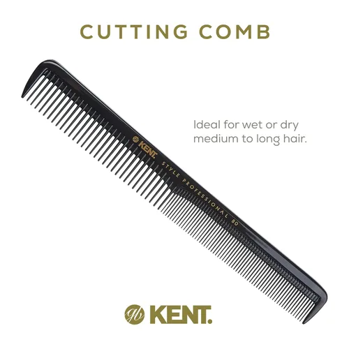 Miniatura 3 de Kent SPC80 Peine de corte estilo salón con dientes anchos y finos, peine profesional de corte de pelo de peluquero para peinar y burlas para todo