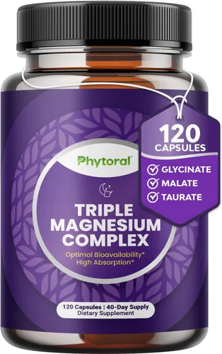 Miniatura 10 de Cápsulas de complejo de magnesio altamente potentes, mezcla de magnesio triple con taurato glicinato y malato, suplemento de 400 mg que apoya