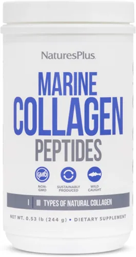 NaturesPlus Péptidos marinos de colágeno, sin sabor, 0.54 libras, salud del cabello, la piel, las uñas y las articulaciones, apoyo del sistema