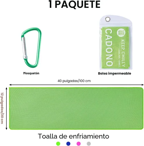 Miniatura 6 de CADONO Paquete de 4 toallas refrescantes (40 x 12 pulgadas), toalla de frío suave y transpirable, toalla de hielo, toalla de microfibra para yoga