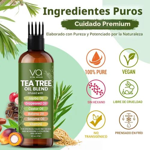 Miniatura 8 de VITAL AFFAIR Aceite de Árbol de Té Para el Cabello Con Jojoba, Ricino, Aceite de Batana - Tratamiento de Árbol de Té Para el Cabello y Cuero