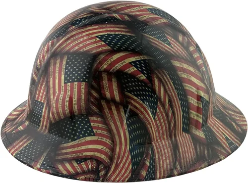 Miniatura 33 de Texas America Safety Company Casco de seguridad con visera completa, diseño patriótico hidroimpreso, con suspensión de 4 puntos y bolsa Primera