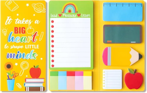 Miniatura 46 de Xqumoi Teaching is A Work of Heart - Juego de notas adhesivas de 550 hojas, lápiz en forma de manzana, blocs de notas autoadhesivas, notas