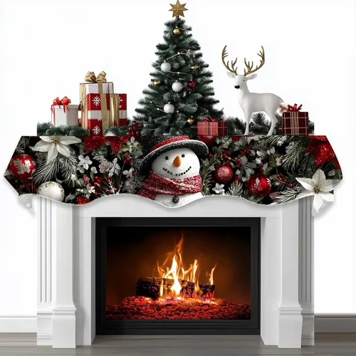 Miniatura 32 de BVBOX Bufanda Decorativa para Repisa de Chimenea Navideña, Cubierta Corredor para Repisa de Chimenea de Navidad e Invierno