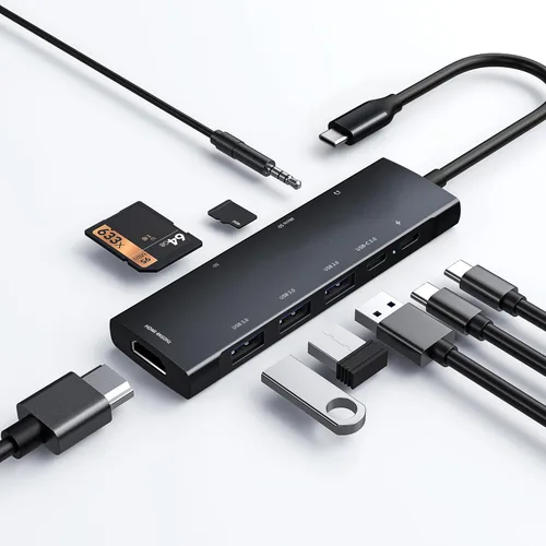 Adaptador USB C HUB para iPad Pro 9 en 1 iPad Pro M4 M2 M1 13 12.9 11 pulgadas iPad Air 5 4 estación de acoplamiento con 4K HDMI, USB-C PD, lector