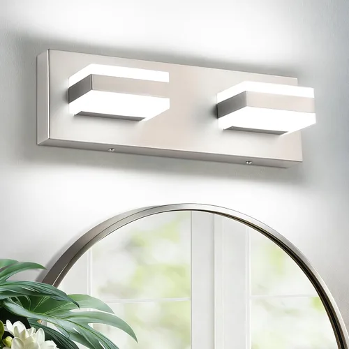 Miniatura 11 de SOLFART Luces de tocador de baño negras regulables LED modernas sobre el espejo, iluminación de baño negra para la pared del baño S8568 (5 luces)