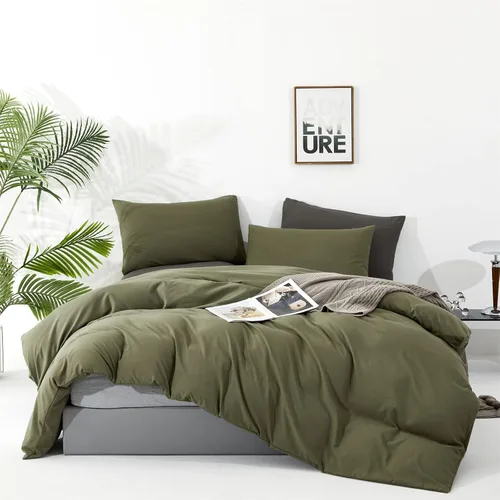 Miniatura 452 de CLOTHKNOW - Juego de edredón verde militar tamaño completo de 3 piezas, juego de ropa de cama verde oscuro, edredón suave con 2 fundas de almohada