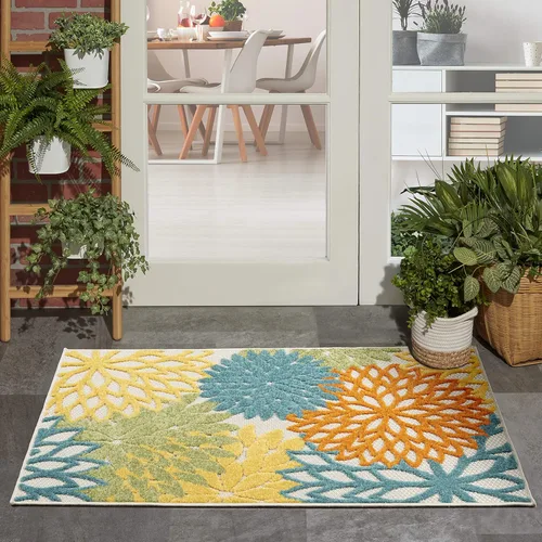 Miniatura 117 de Nourison Aloha - Tapete negro/blanco para interior o exterior, 2 pies y 3 pulgadas x 8 pies, tropical, botánico, fácil limpieza, no desprende pelo