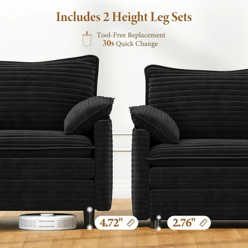 Miniatura 3 de Vesgantti Sofá modular de 108 pulgadas, cómodo sofá de nube con asiento profundo otomano movible, sofá modular en forma de L, sofás seccionales