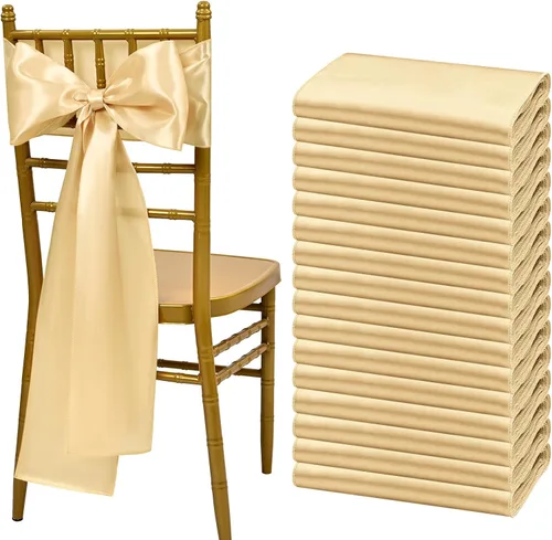 Miniatura 21 de Showgeous 60 cintas decorativas de satén negro para silla, lazos para decoración de banquetes, fiestas, baby shower, eventos (7 x 108 pulgadas)
