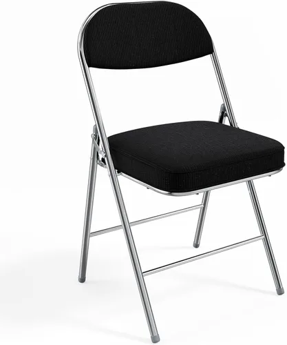 Miniatura 15 de VINGLI Paquete de 2 sillas plegables con asiento y respaldo acolchados, marco de metal, tela de pana duradera, capacidad de 350 libras, juego de 2