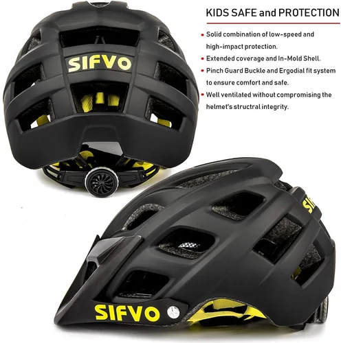 Miniatura 8 de SIFVO - Casco de bicicleta para niños, casco de bicicleta para niños y niñas de 8 años en adelante, con visera fresca, casco de bicicleta