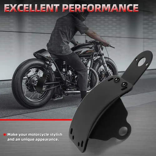 Miniatura 5 de Amazicha Soporte de placa de matrícula de montaje lateral curvado con agujero de eje de 3/4 pulgadas compatible con Harley Touring Sporster Bobber